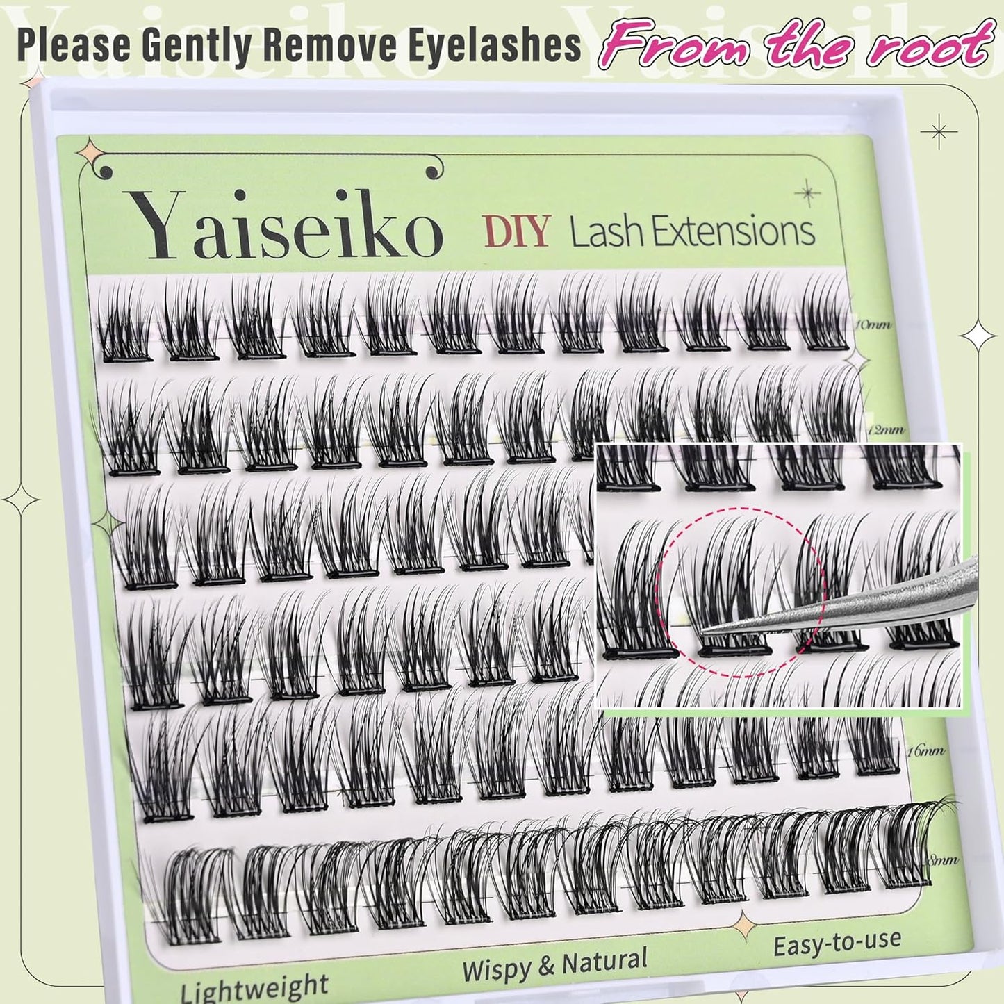 Self Adhesive Eyelash Clusters Press On Lashes, Self Adhesive Eyelashes No Glue Needed Lash Extension Reusable Wispy DIY Eyelash Extensions D curl Pre Glued Cluster Lashes 10-18mm(Y02 72Pcs)-FemmiqueWomen