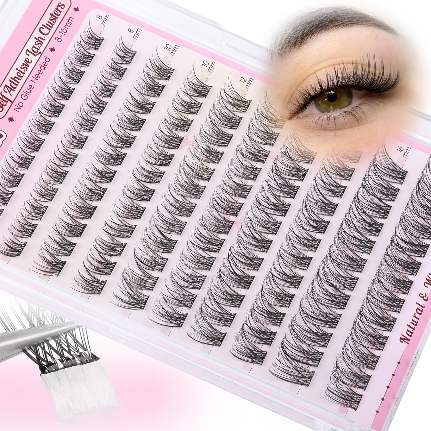 Self Adhesive Lash Clusters Natural No Glue Eyelashes Clusters Wispy Cluster Eyelash Extensions Pre Glued Lash Extensions 120pcs Press on Individual Lashes 8mm-16mm by zenotti-FemmiqueWomen