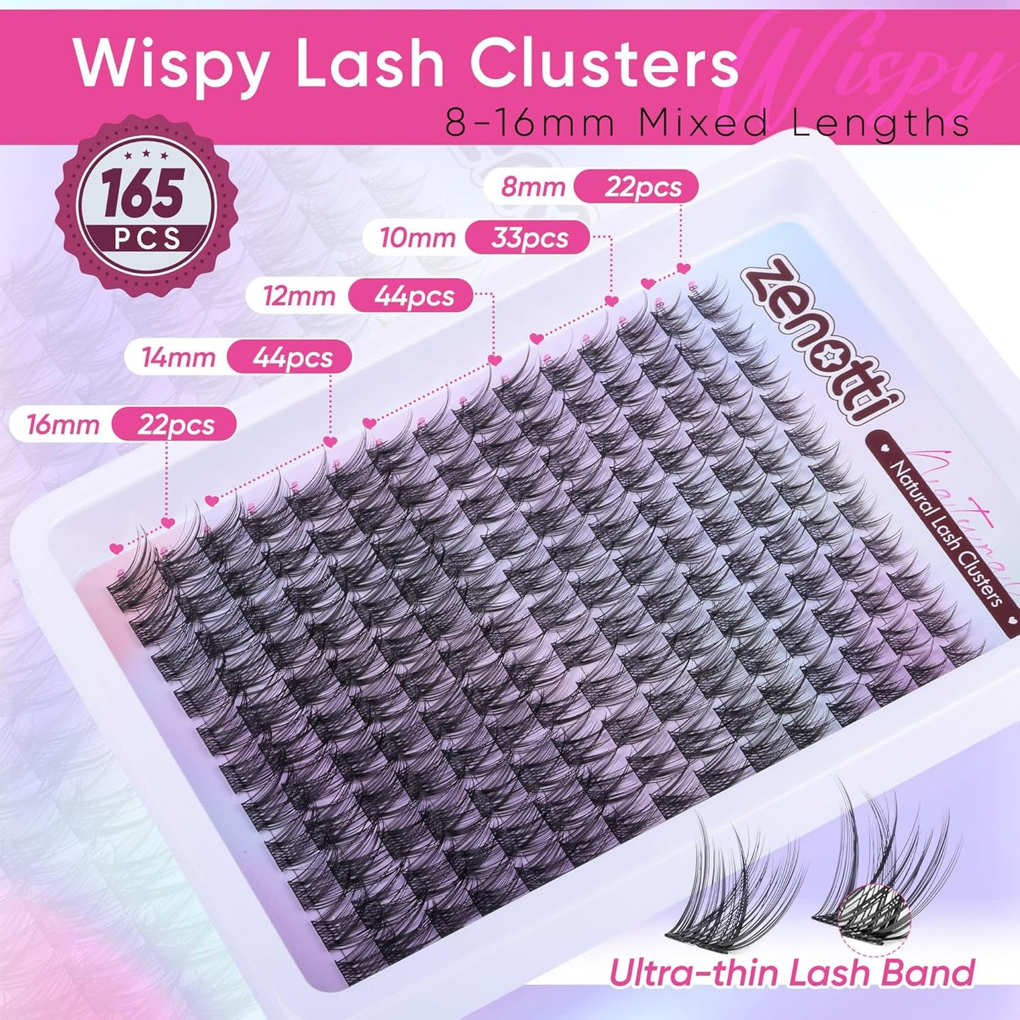 Wispy Lash Clusters Natural Eyelash Extensions Pestañas Postizas Naturales C Curly Individual Lashes 8-16mm DIY Lash Extension by zenotti-FemmiqueWomen