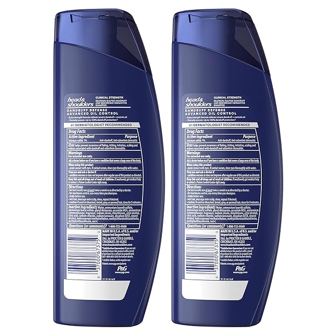 Head & Shoulders Clinical Dandruff Shampoo Twin Pack, Prescription Strength, Oil & Flake Control, Seborrheic Dermatitis Relief, Citrus, 13.5 Fl Oz Each (Set of 2)-FemmiqueWomen