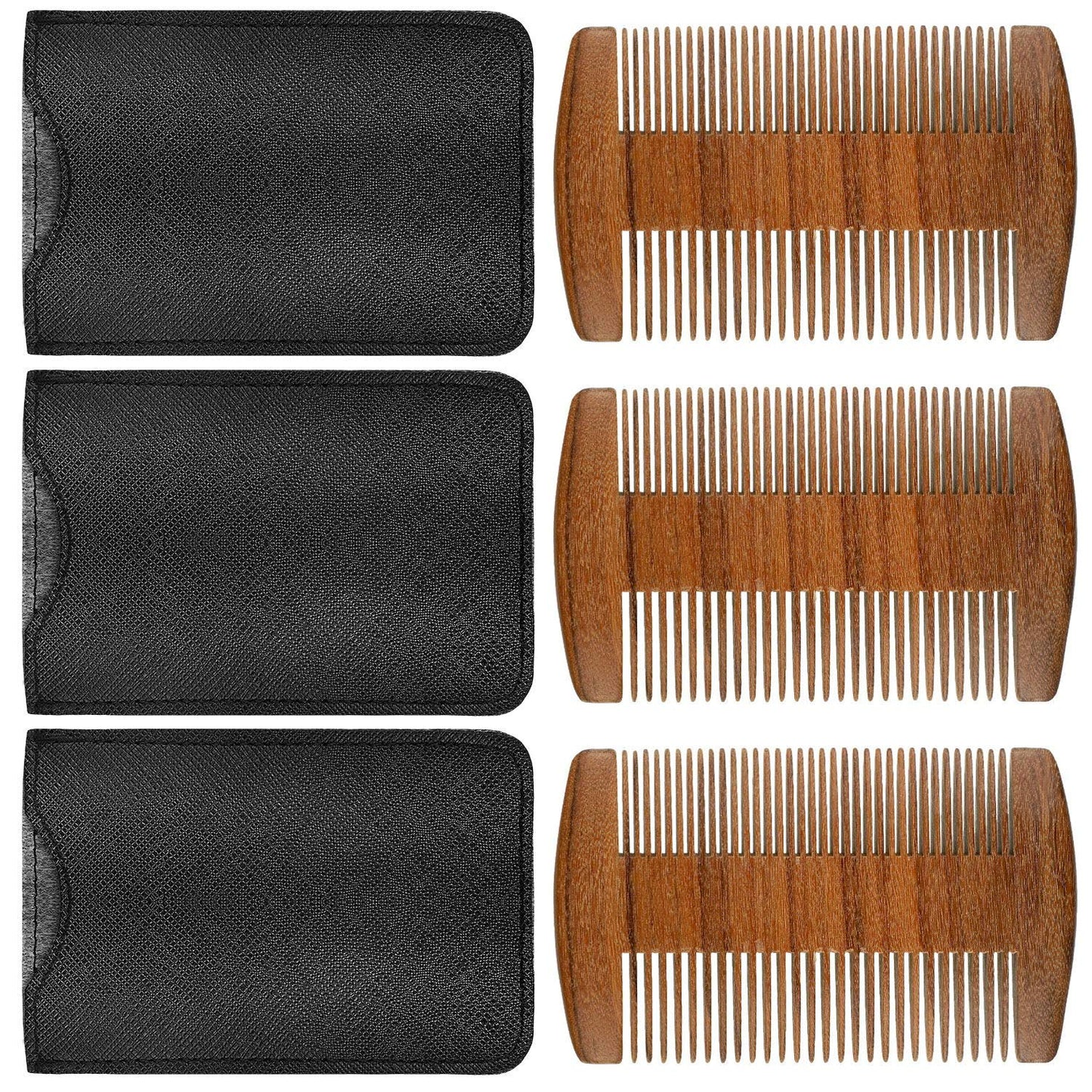3 Pieces Beard Comb for Men Natural Sandalwood Wooden Mustaches Combs-FemmiqueWomen