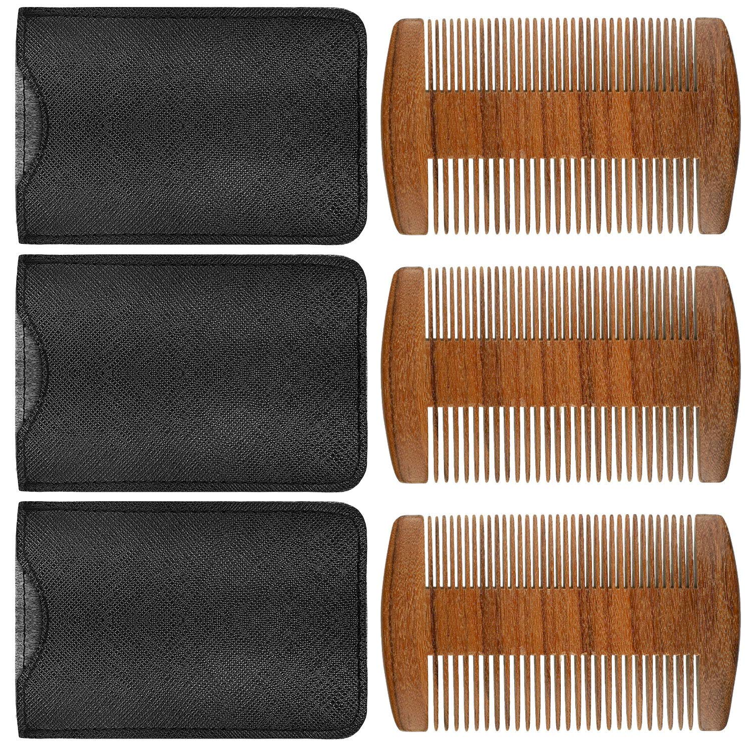 3 Pieces Beard Comb for Men Natural Sandalwood Wooden Mustaches Combs-FemmiqueWomen