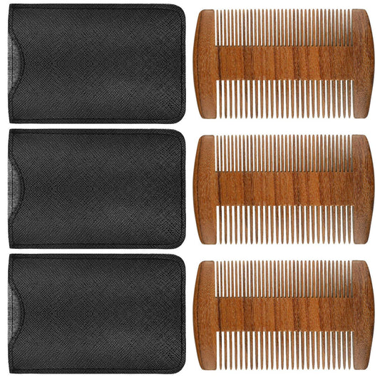 3 Pieces Beard Comb for Men Natural Sandalwood Wooden Mustaches Combs-FemmiqueWomen