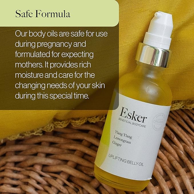 ESKER Natural Uplifting Belly Oil | (4.0oz) | Plant-Based Formulated with Antioxidants Promoting Deep Hydration and Cell Regeneration | Skin Stays Nourished and Resilient During Pregnancy-FemmiqueWomen