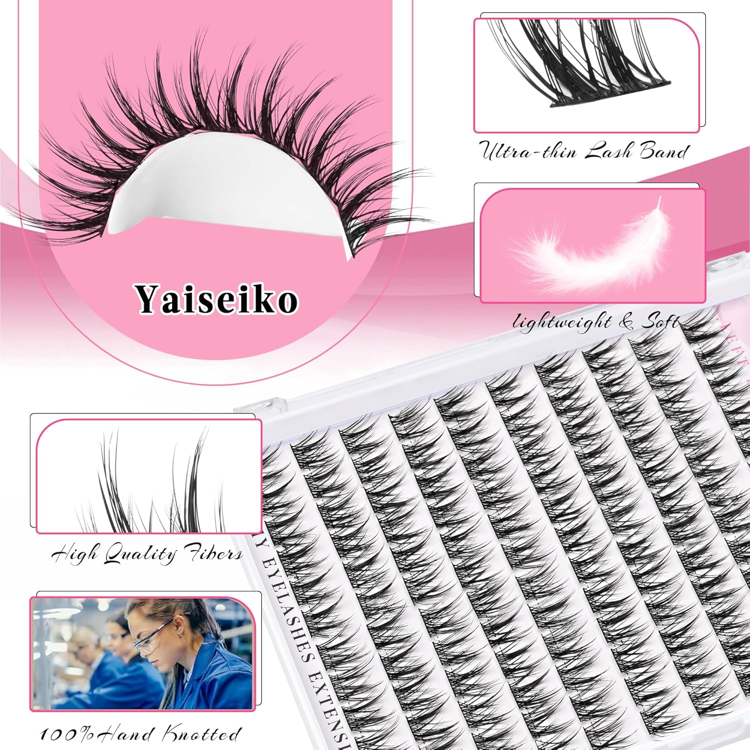 Wispy Lash DIY Natural C Curl Individual Eyelash Extensions 10-12mm Short Manga Clusters 120pcs-FemmiqueWomen