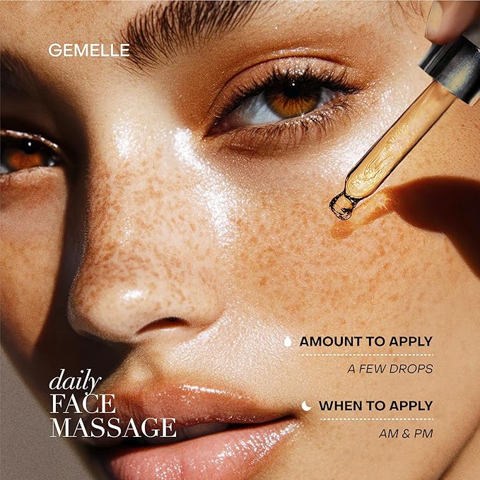 GEMELLE Lymphatic Anti-Aging Face Oil | 10x Award Winner | Vitamin C,E,A | Moisturize, Repair & Protect | Premium Natural Botanical Oil | Use with Face Massage, Lymphatic Drainage Massager - 30ml-FemmiqueWomen