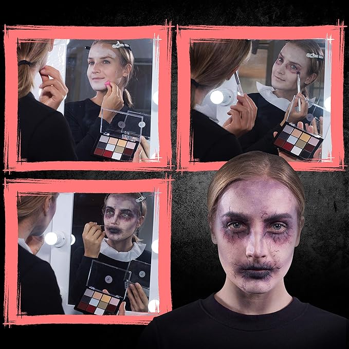 12-Color Death FX Cream Palette, Professional Quick Drying Waterproof SFX Makeup for the Stage, Film, Costumes, Cosplay, Halloween-FemmiqueWomen