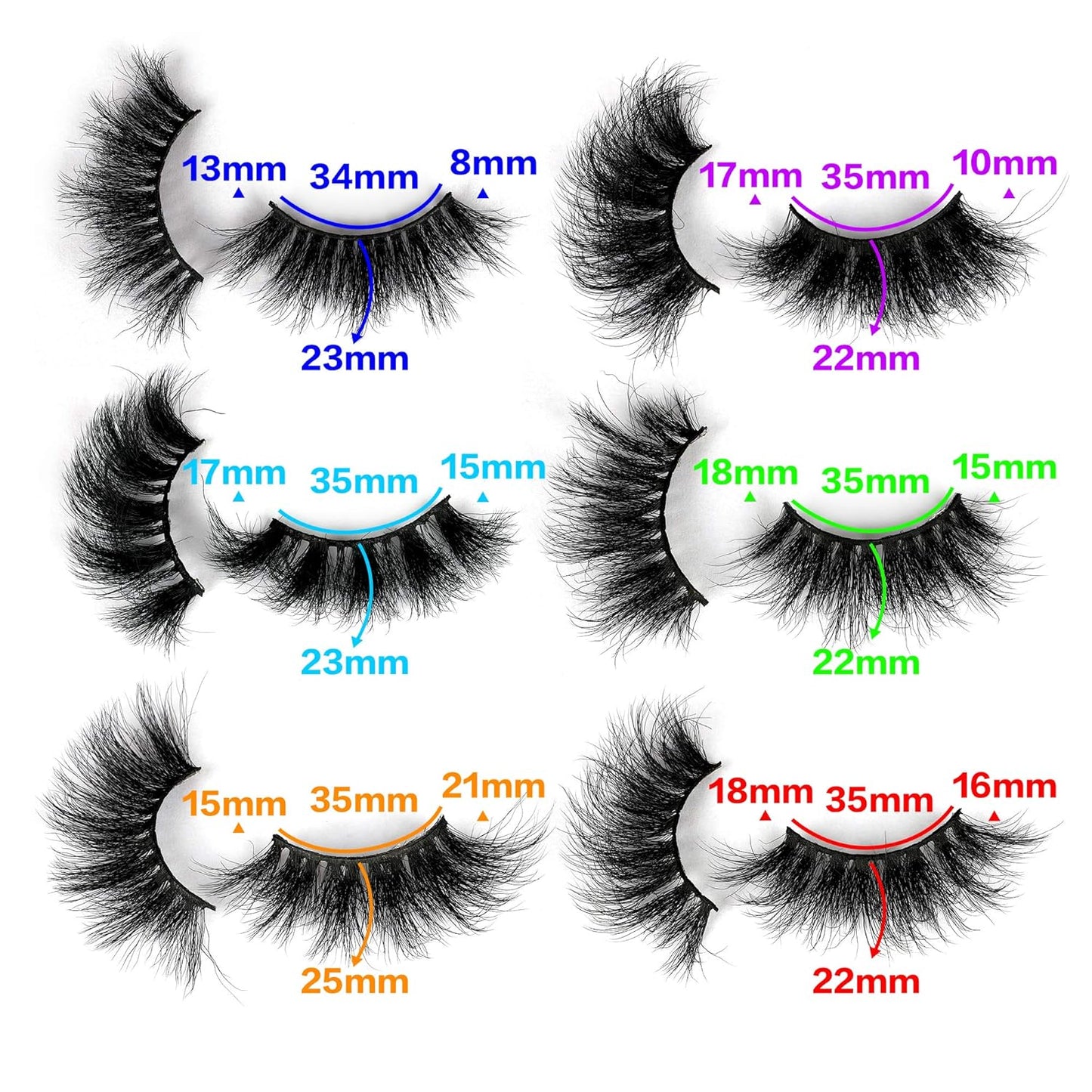 Mink Lashes Fluffy Eyelashes Dramatic Long Wispy Fake Eyelashes Thick 6 Styles Mixed Luxury Russian Strip D Curl False lashes Soft Handmade Reusable Lashes Pack-FemmiqueWomen
