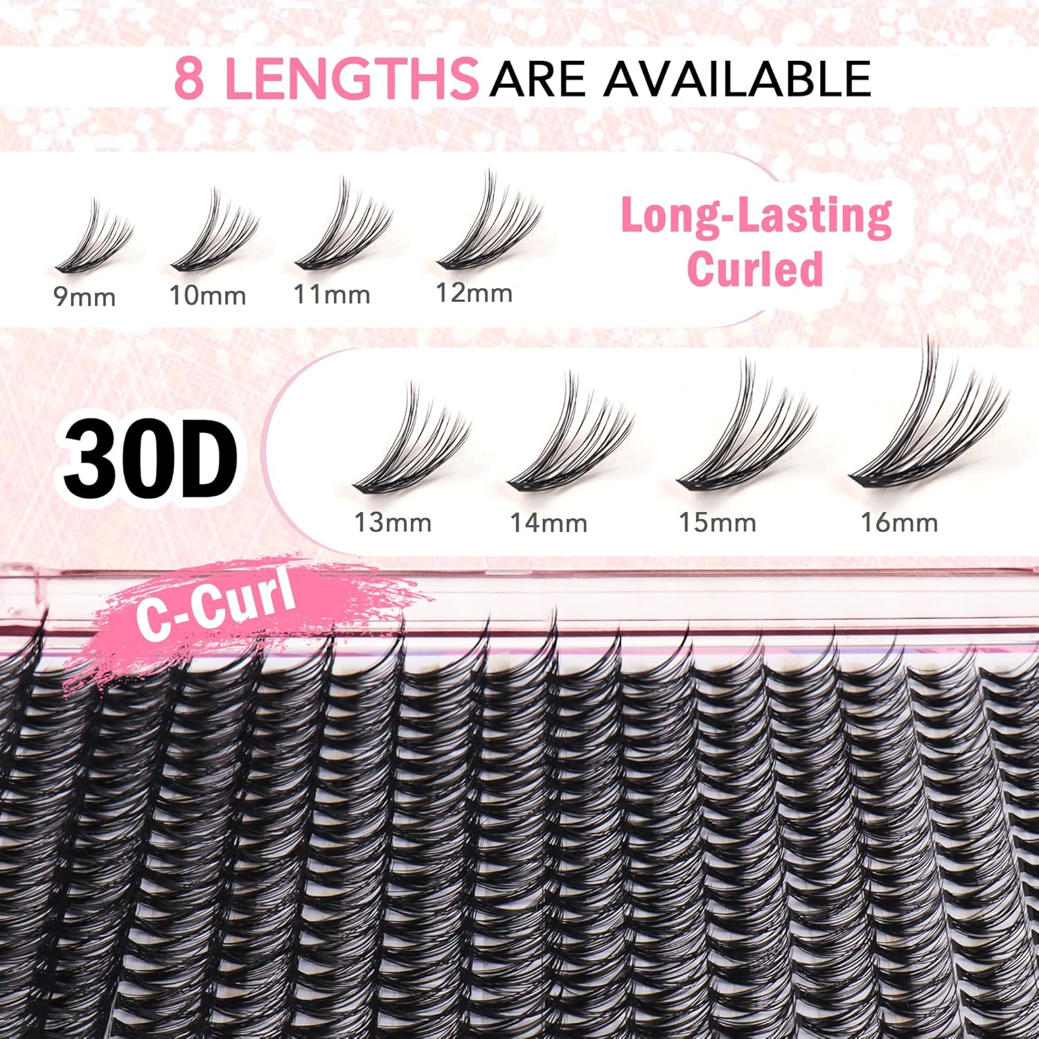 GAQQI Lash Clusters 320Pcs Individual Lashes 30D Mixed 9-16mm Eyelash Clusters C Curl Lash Clusters Look Like Mink Eyelash Extensions Thin Band Soft to Use Self Application(30D-CMIX)-FemmiqueWomen