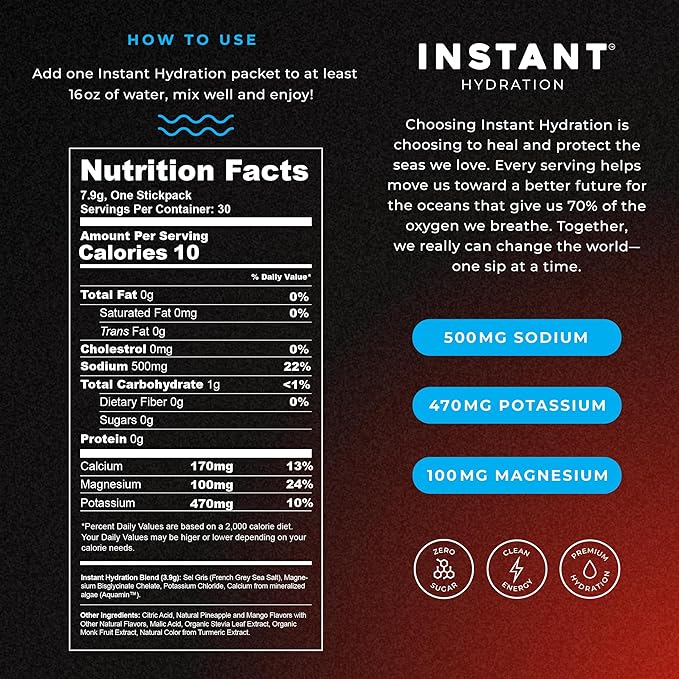 Instant Hydration Electrolytes Powder Packets - Mango Pineapple Drink Mix - Zero Sugar - Keto, Vegan, Gluten-Free, Non-GMO - Boost Recovery, Brain Health, Muscle & Tissue Support- 30 Sticks-FemmiqueWomen