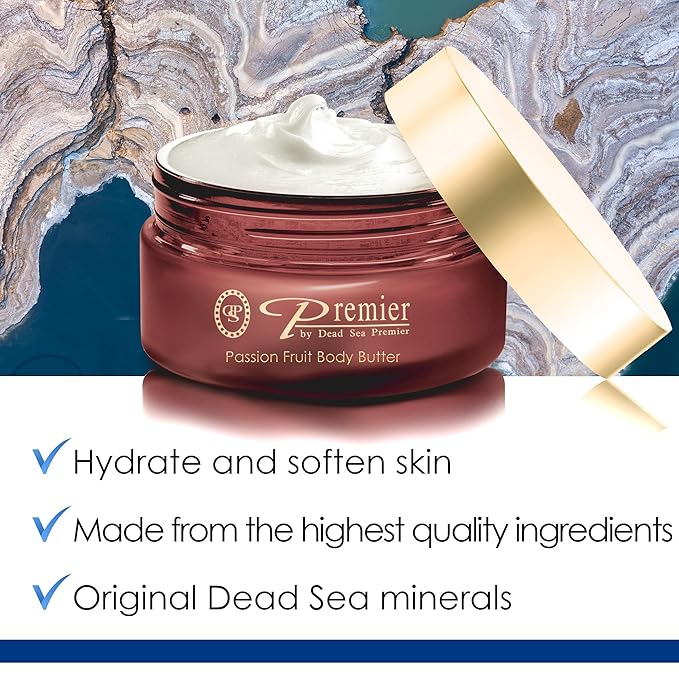 Premier Dead Sea Aromatic Body Butter – Passion Fruit, Hydrating Shea Body Butter for Women & Men, Moisturizing, Firming & Anti-Aging Cream for Dry Skin, Hand & Body, 5.95 Fl.oz-FemmiqueWomen