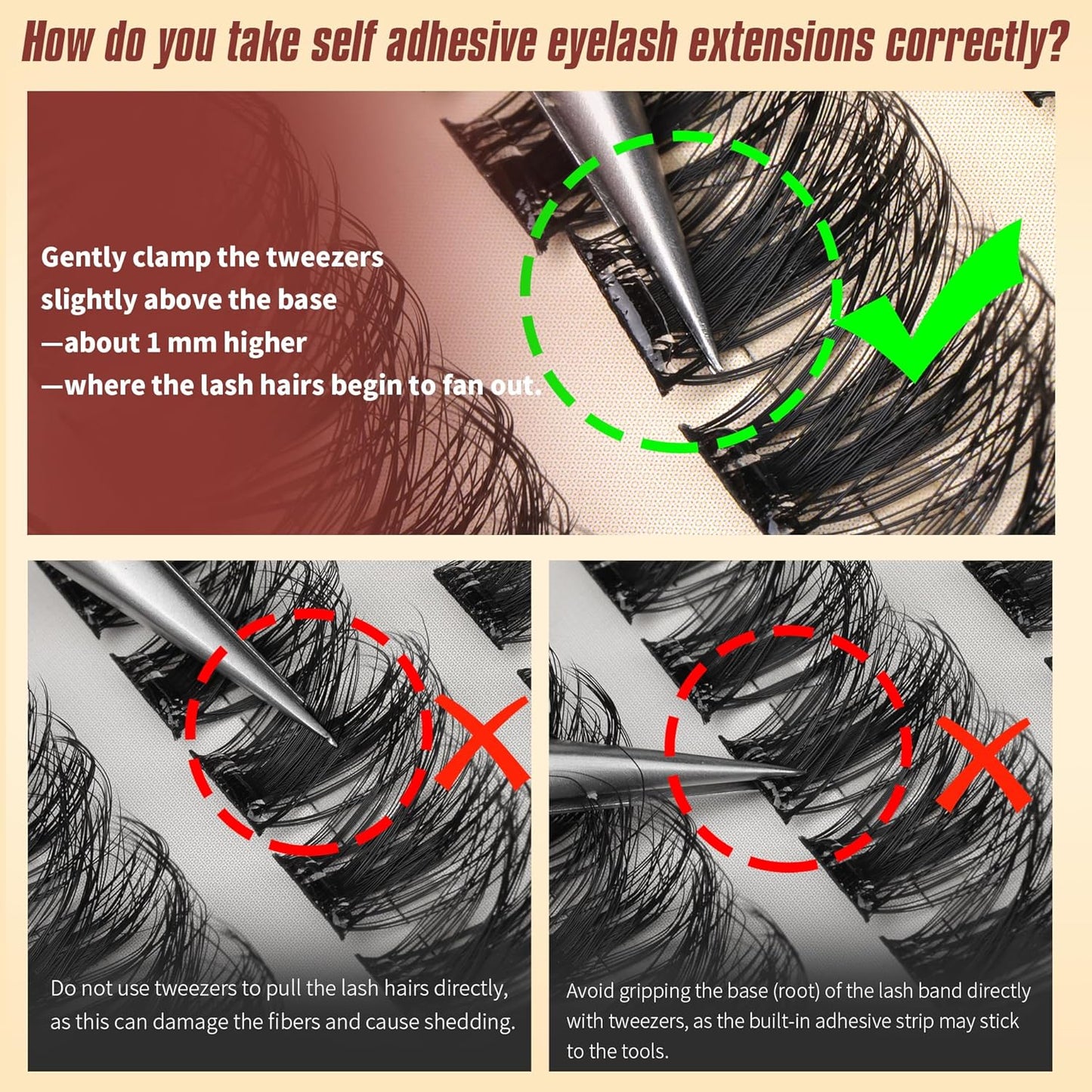 Self Adhesive Lash Clusters Natural No Glue Eyelashes Pre-glued Cluster Eyelash Extensions Wispy Reusable Self Adhesive Eyelash Clusters 120Pcs 10MM-18MM-FemmiqueWomen