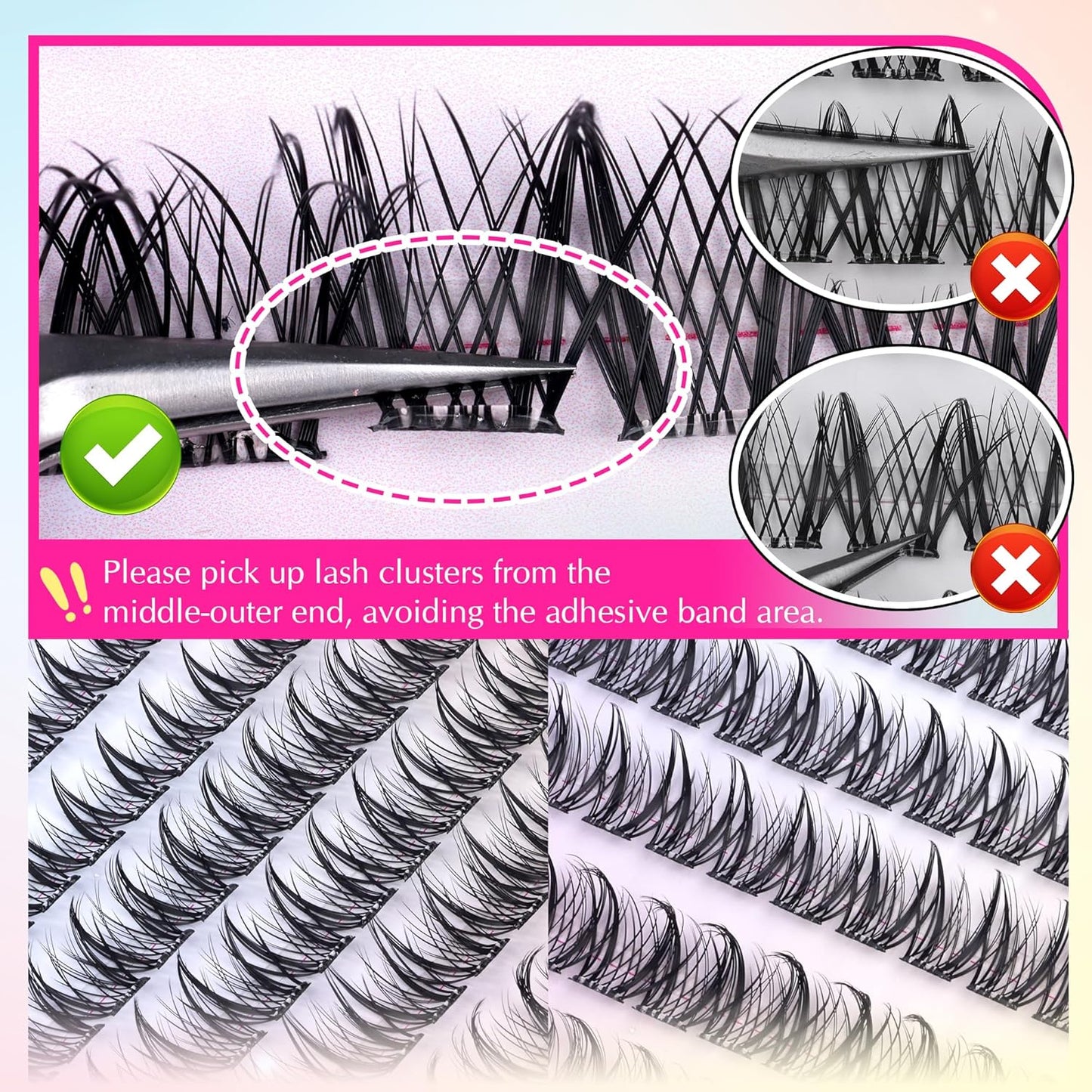 Self Adhesive Eyelashes Manga Self Adhesive Lash Clusters Natural Pre Glued Eyelashes Clusters Wispy Press on Lashes No Glue Needed C Curl Cluster Eyelash Extensions Reusable 10-16mm-FemmiqueWomen