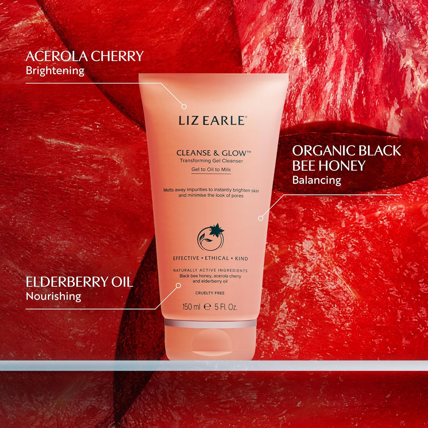 Liz Earle Cleanse & Glow Transforming Gel Cleanser - Gentle Cleanser Face Wash & Makeup Remover - Helps Minimize the Appearance of Pores and Reveals Luminous, Glowing Skin (150ml)-FemmiqueWomen