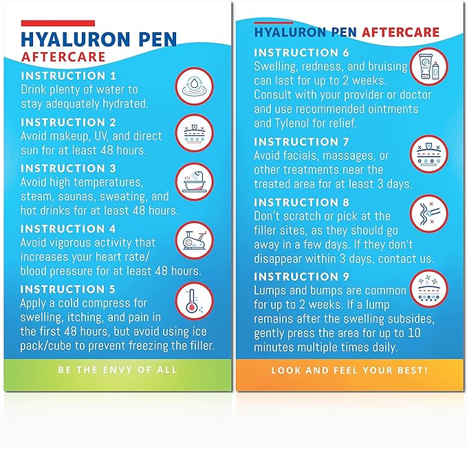 100 Pack - Premium Hyaluron Pen Lip Filler Aftercare Instructions Card 2 x 3.5" Accessories Supplies Kit Care - HP12A100_N-FemmiqueWomen