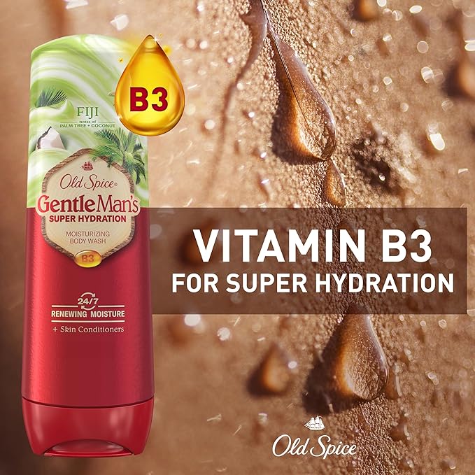 Old Spice Body Wash GentleMan’s Super Hydration for Men, 24/7 Renewing Moisture, Gentle on Skin with Skin Conditioners, Fiji with Palm Tree + Coconut Scent, 20 oz-FemmiqueWomen
