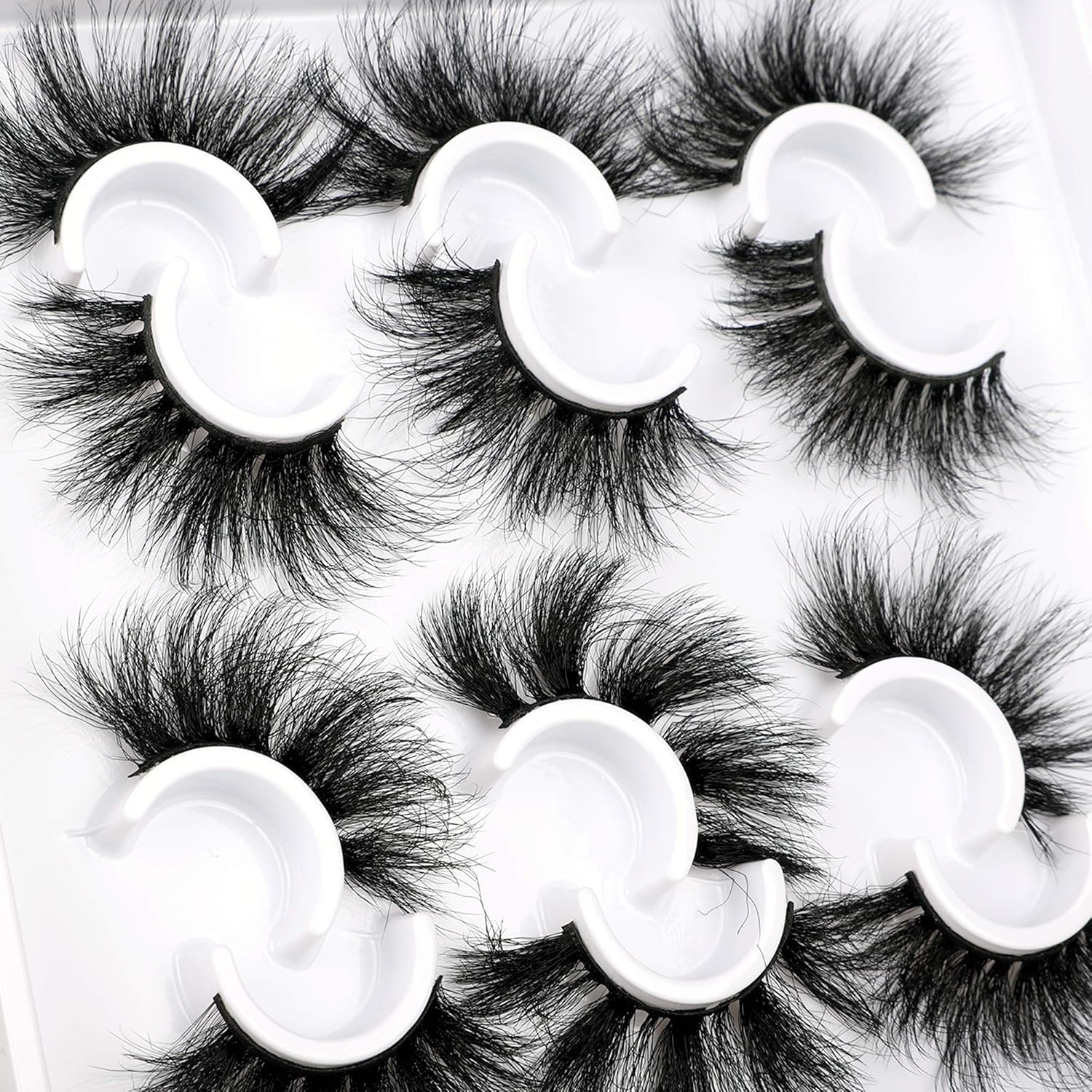 Mink Lashes Fluffy Eyelashes Dramatic Long Wispy Fake Eyelashes Thick 6 Styles Mixed Luxury Russian Strip D Curl False lashes Soft Handmade Reusable Lashes Pack-FemmiqueWomen