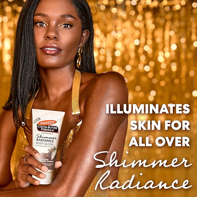 Palmer's Cocoa Butter Formula Shimmer Body Lotion with Vitamin E, 5.25 Fl Oz, Radiance Body Gloss, Help Blur Veins, Cellulite, Marks, 48 Hour Moisture-FemmiqueWomen