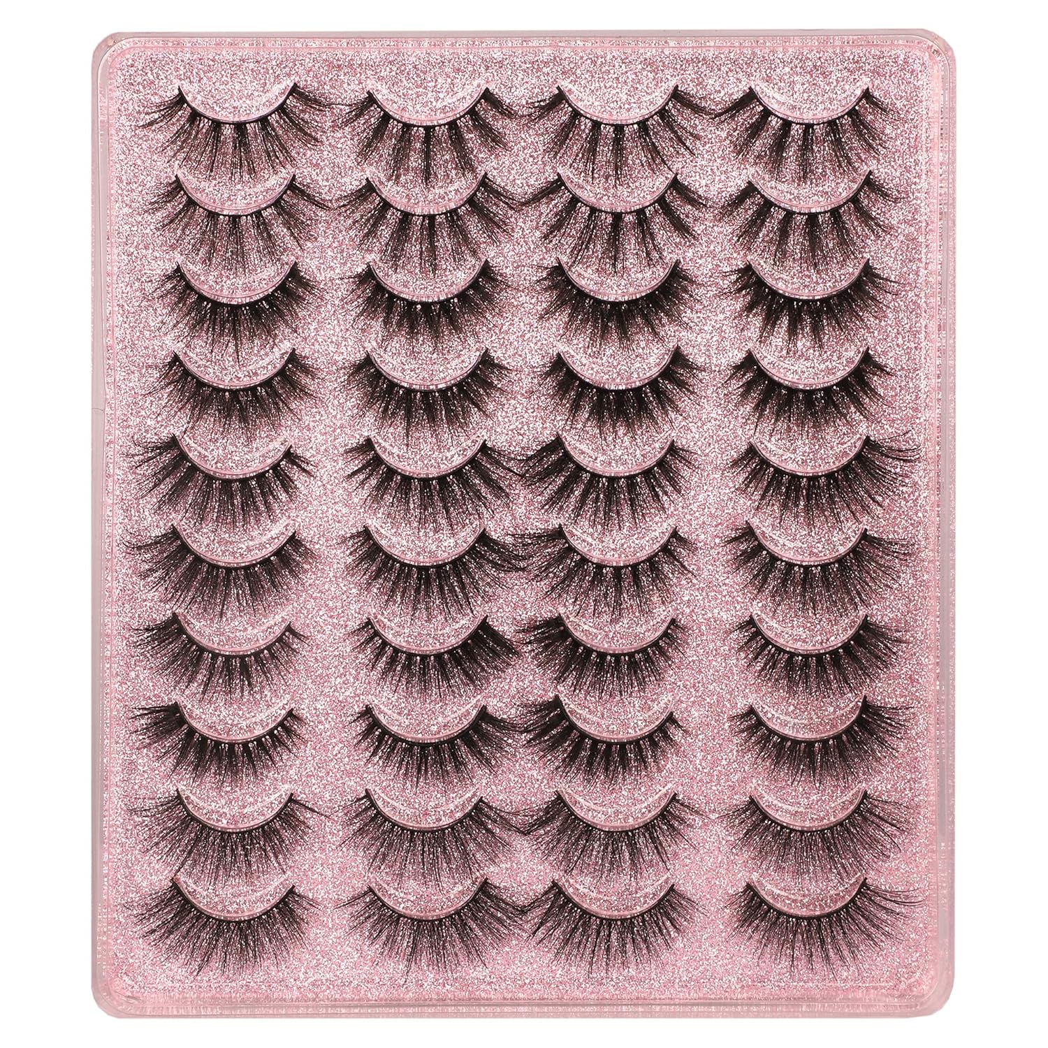 20 Pairs False Eyelashes 3D Faux Mink Lashes Natural Look Wispy Fake Eyelashes ALPHONSE 16-20MM Fluffier Volume Long Thick Lashes Pack 5 Styles Mixed-FemmiqueWomen