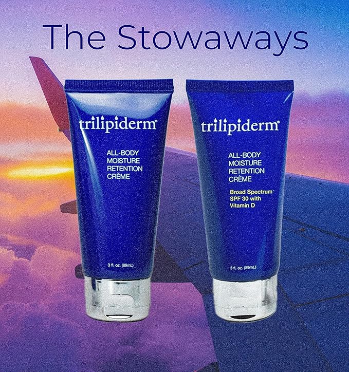 Trilipiderm Travel Size Moisturizer Sunscreen 3oz – The Stowaways Overnight, Travel Size, Getaway – Hydration for Body and Face 1 x SPF 30 Sunblock and 1 x All-Body Moisturizer-FemmiqueWomen